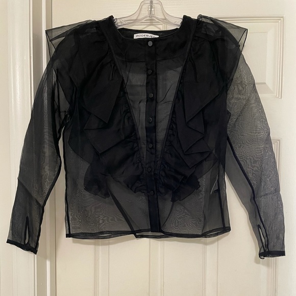 Stunning Rodebjer organza ruffle blouse 💯% silk. - Picture 7 of 16